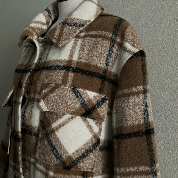 Plaid Brown and White Mens Jacket long length ASOS 3XL - Picture 4 of 9
